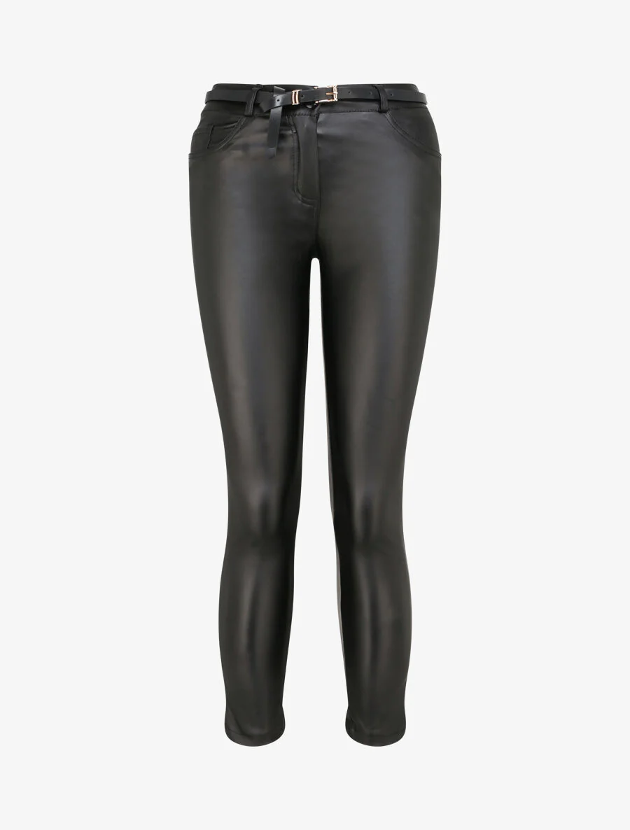 Pantalon slim en similicuir - Noir