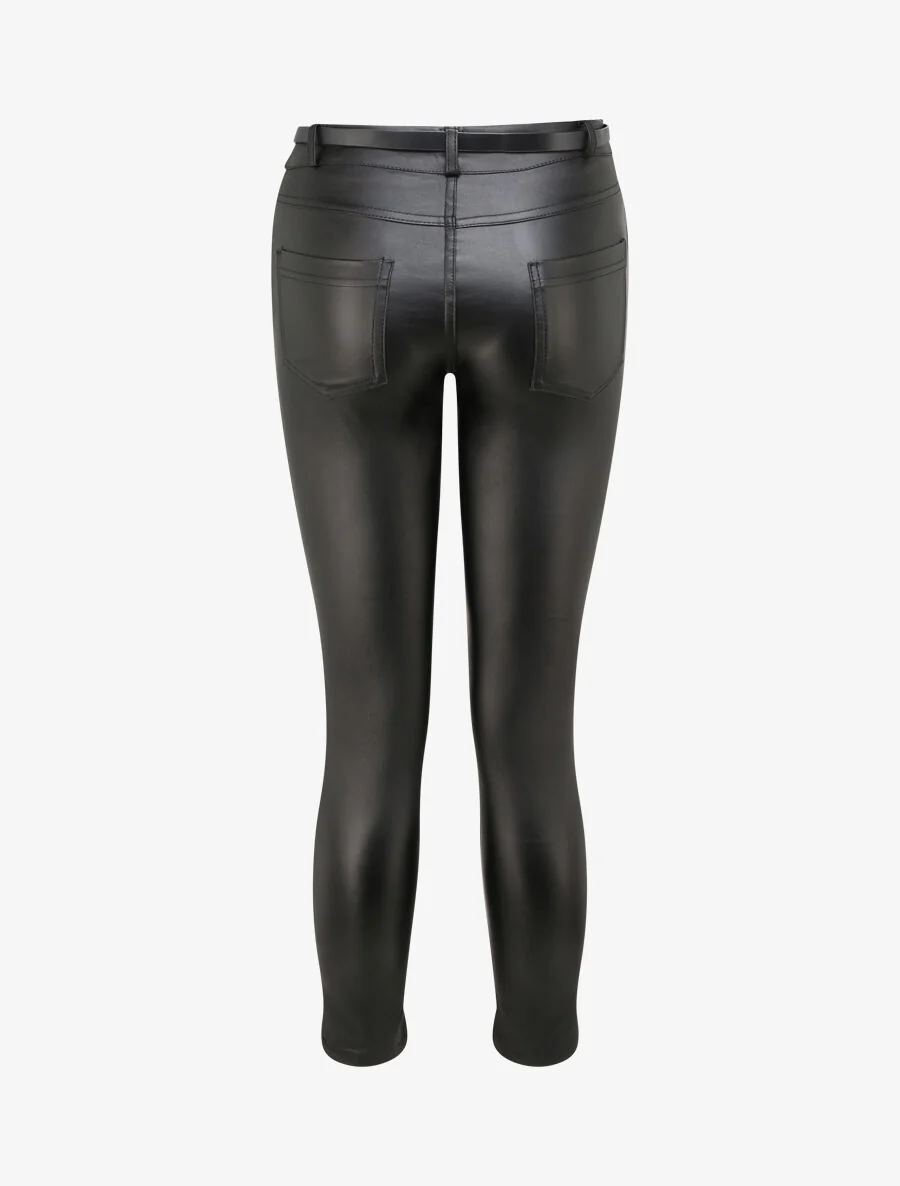 Pantalon slim en similicuir - Noir - Image 2