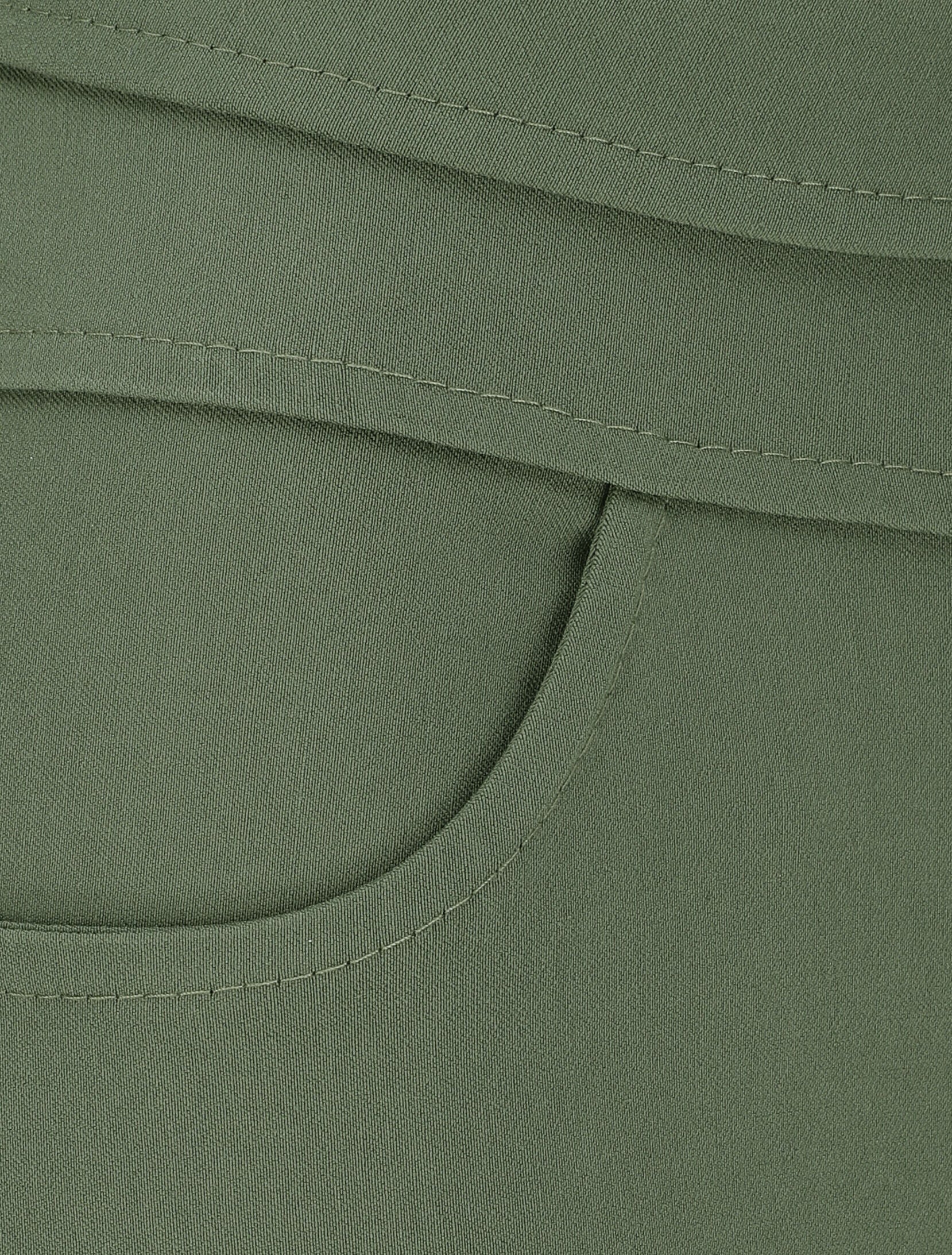 Pantalon slim taille haute à boutons dorés - Kaki - Image 3