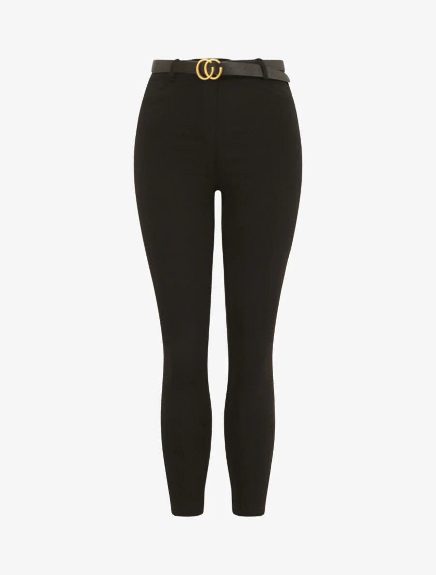 Pantalon slim uni à taille haute - Noir