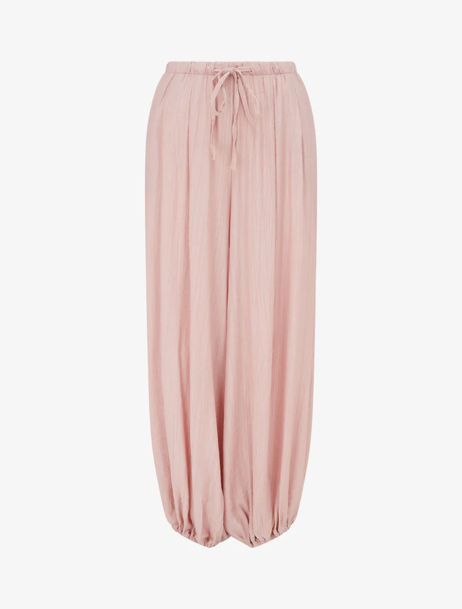Pantalon style sarouel à bouts élastiqués - Vieux rose