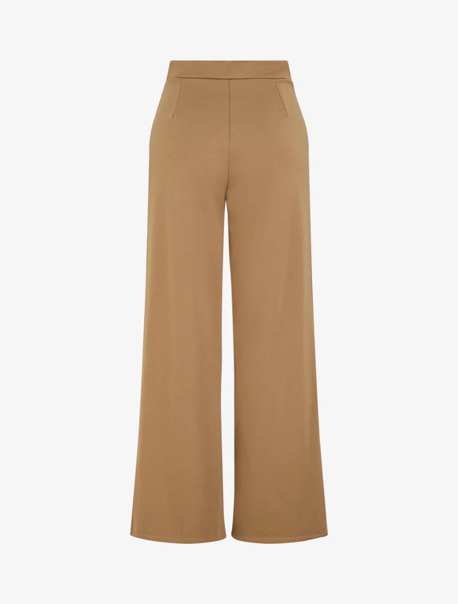 Pantalon taille à pan boutonné - Camel - Image 2