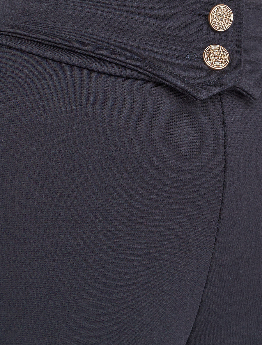 Pantalon taille à pan boutonné - Bleu nuit - Image 3