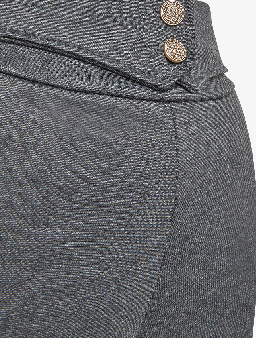 Pantalon taille à pan boutonné - Gris anthracite - Image 3