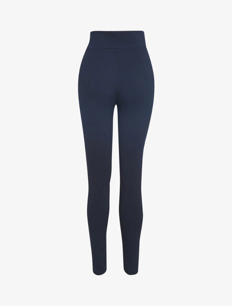 Pantalon taille empire à boutonnière - marine - Image 2