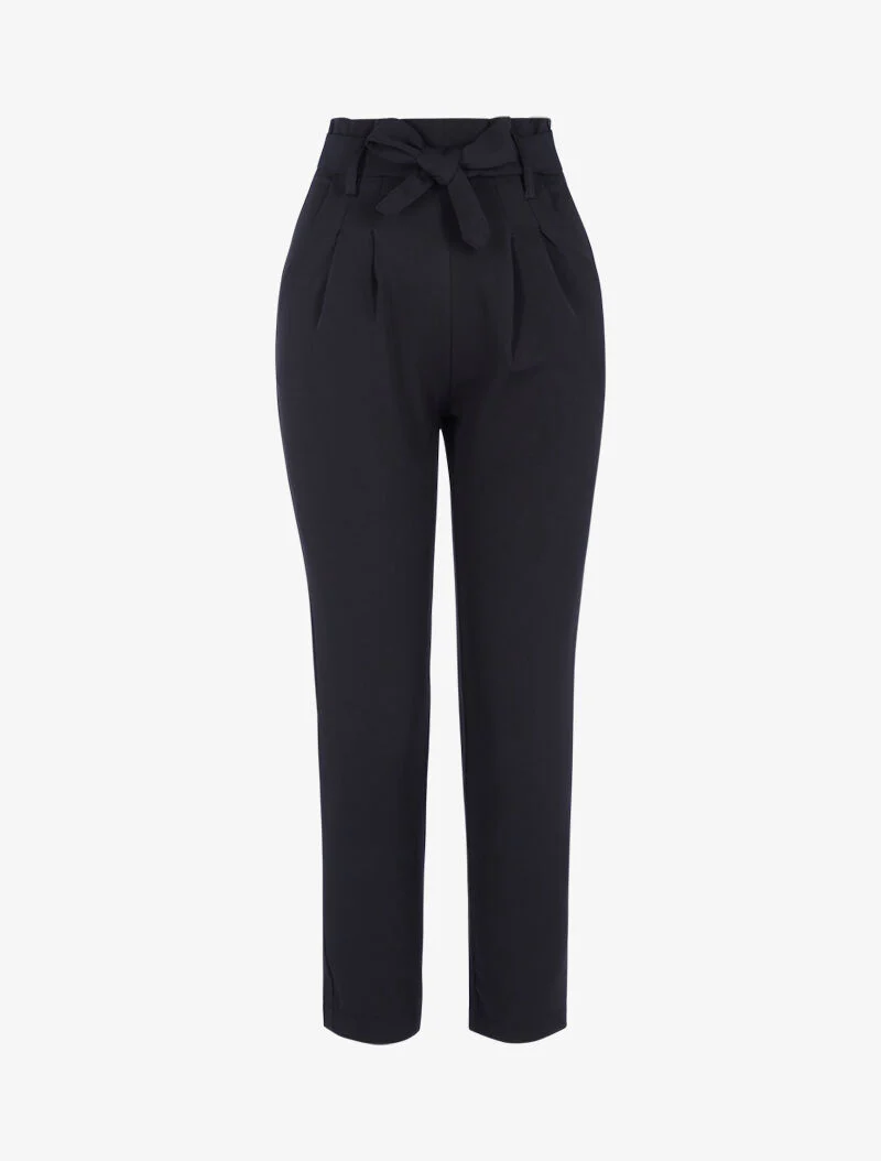 Pantalon taille haute à plis permanents - noir