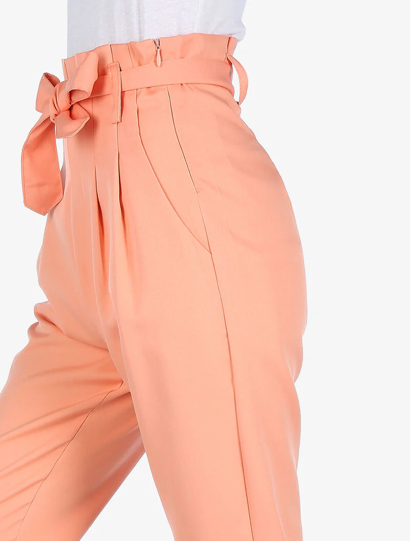 Pantalon taille haute à plis permanents - rose - Image 3