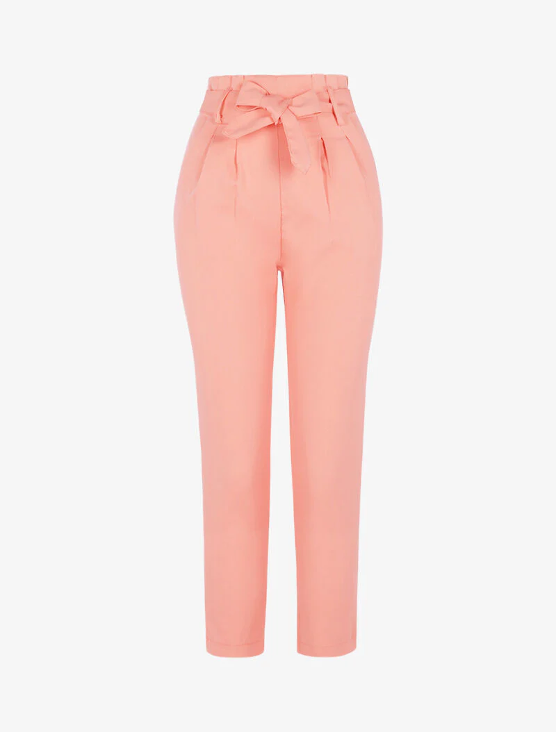 Pantalon taille haute à plis permanents - rose - Image 4