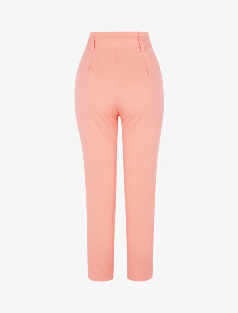 Pantalon taille haute à plis permanents - rose - Image 5