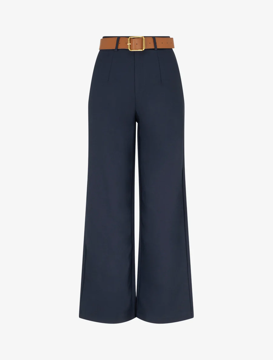 Pantalon taille haute coupe ample - Marine