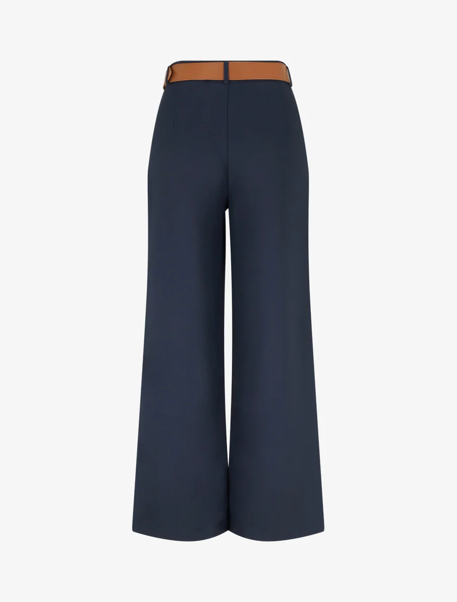 Pantalon taille haute coupe ample - Marine - Image 2