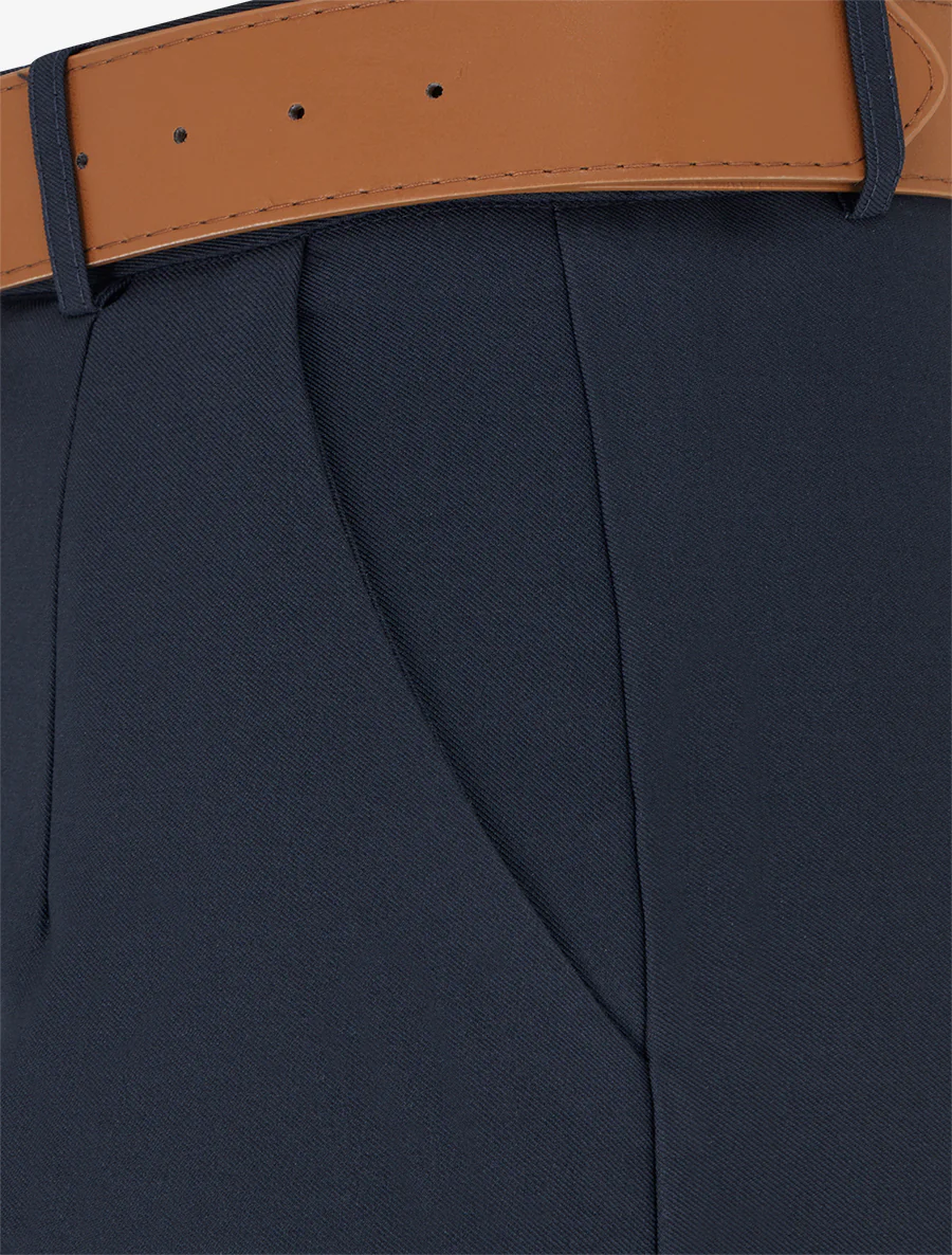 Pantalon taille haute coupe ample - Marine - Image 3