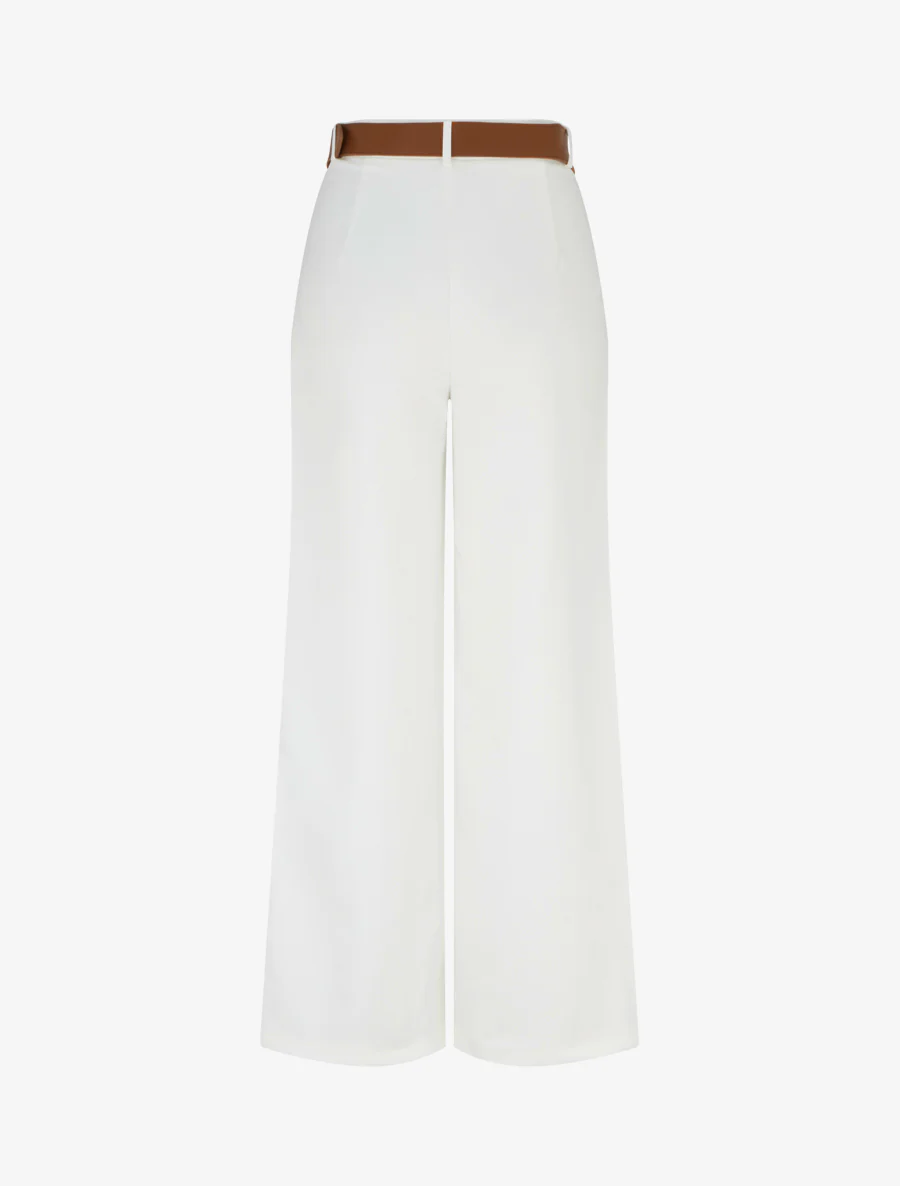 Pantalon taille haute coupe ample - Écru - Image 2