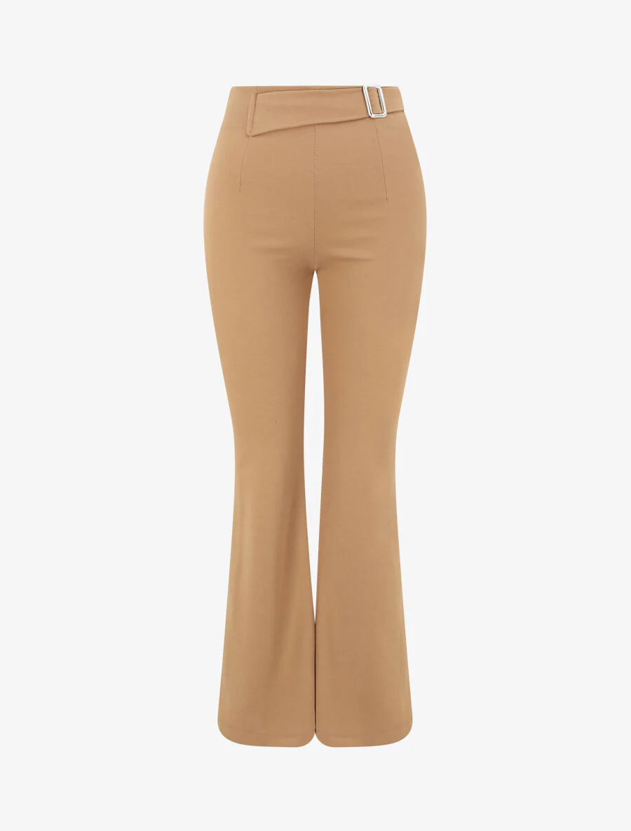 Pantalon taille standard coupe flare - Camel