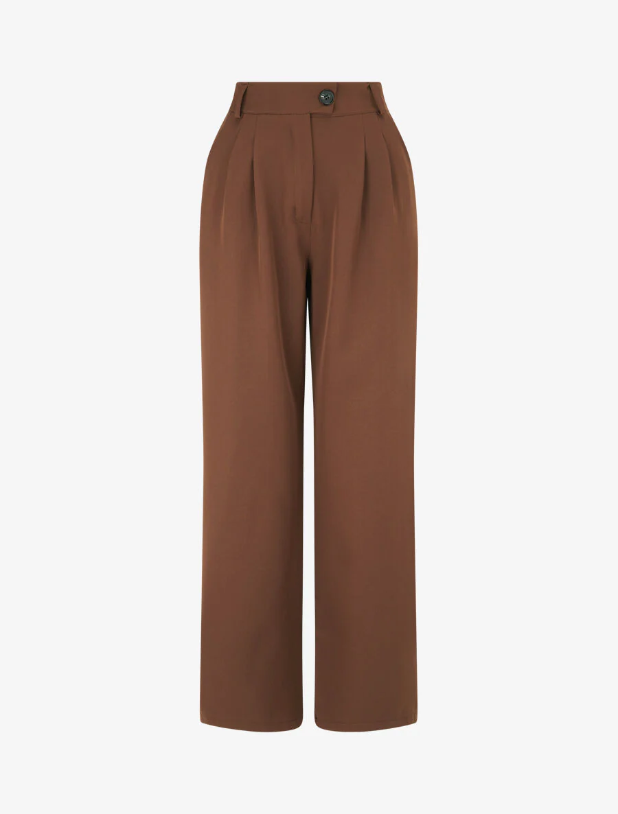 Pantalon tailleur ample - Marron