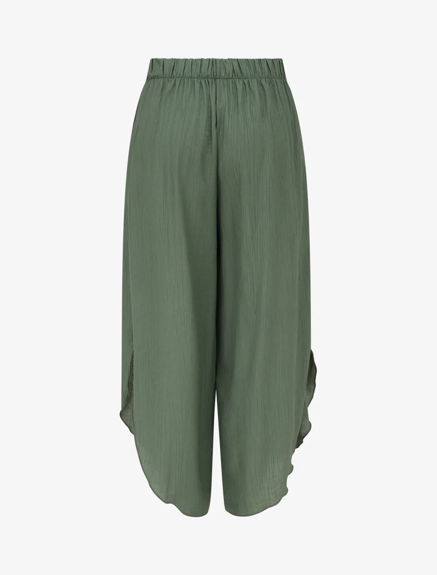 Pantalon texturé style sarouel fendu - Kaki - Image 2