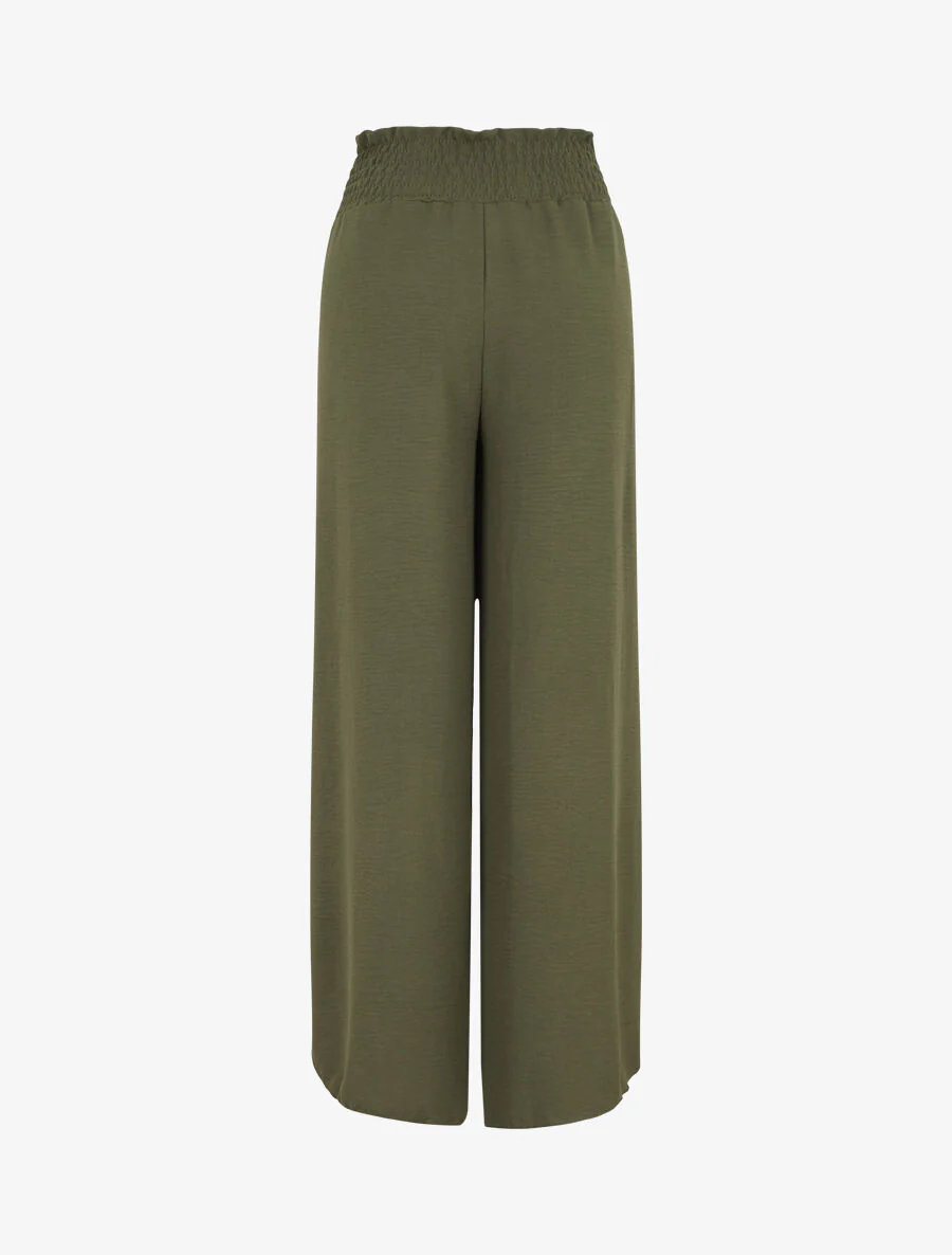 Pantalon tulipe uni à taille élastiquée - Kaki - Image 2