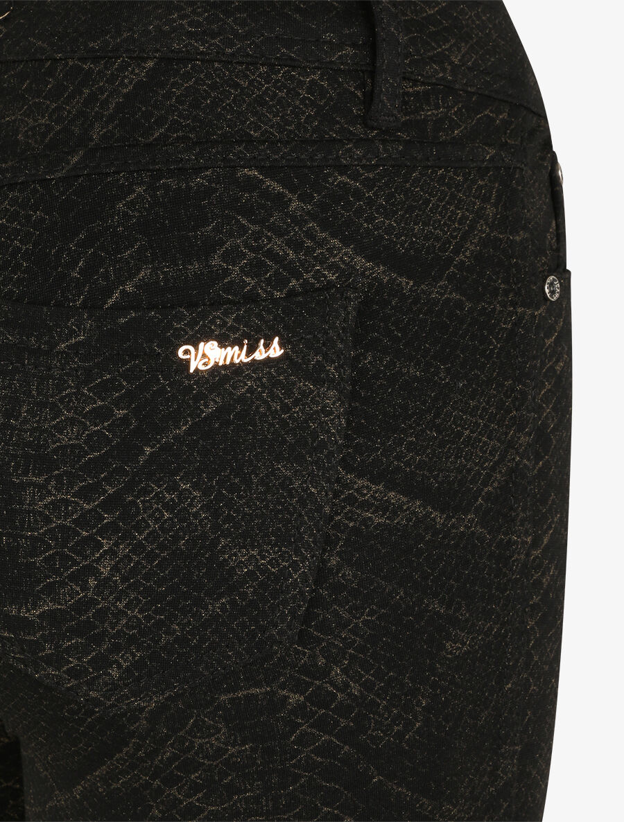 Pantalon ultra skinny imprimé écailles dorées - Noir - Image 3