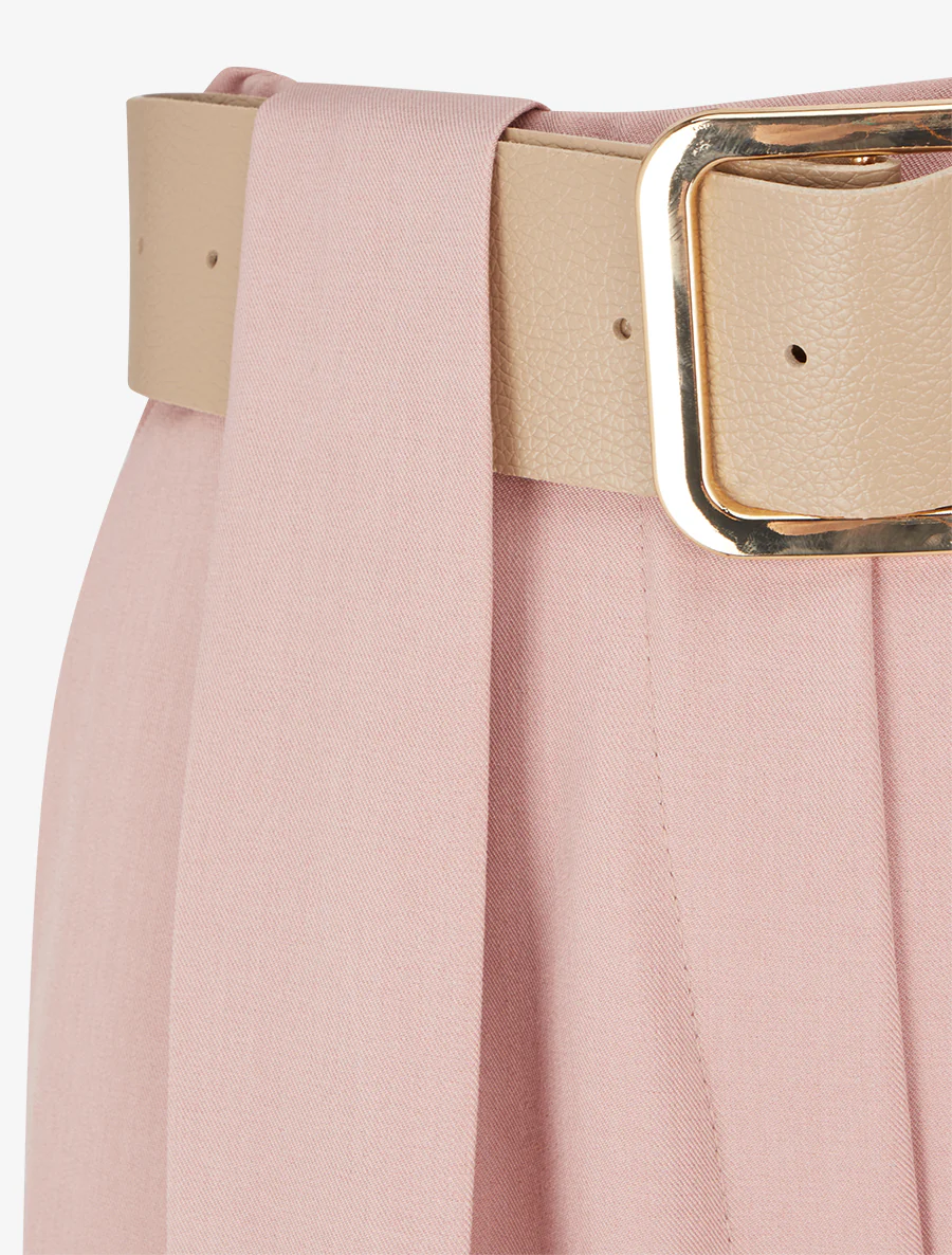 Pantalon uni à passant stylisé - Rose - Image 3