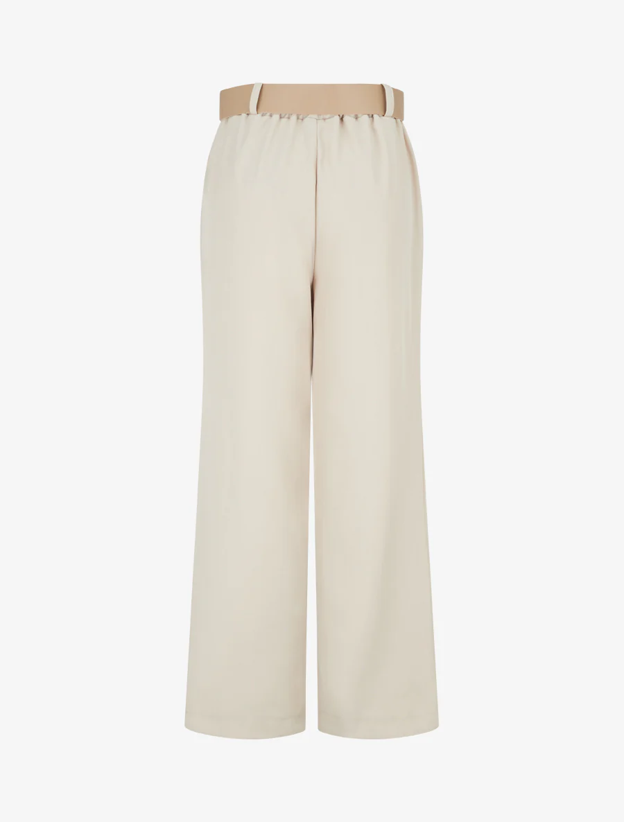 Pantalon uni à passant stylisé - Beige - Image 2