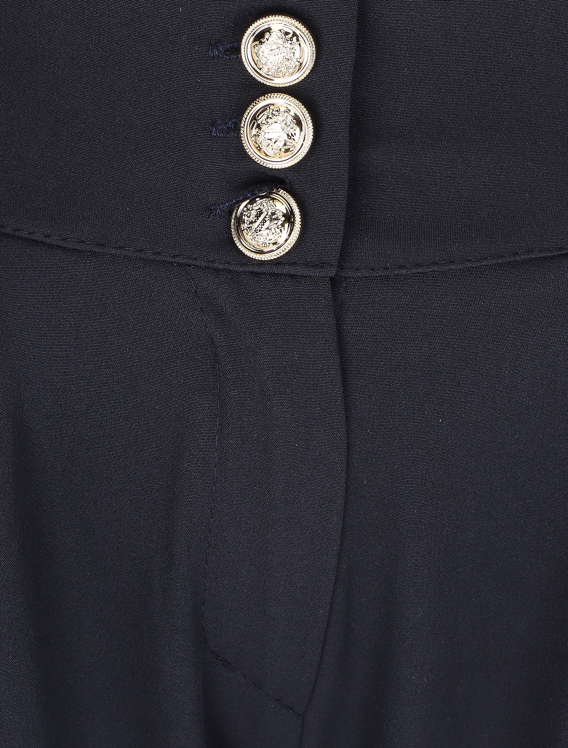 Pantalon uni à taille élastiquée - Marine - Image 3
