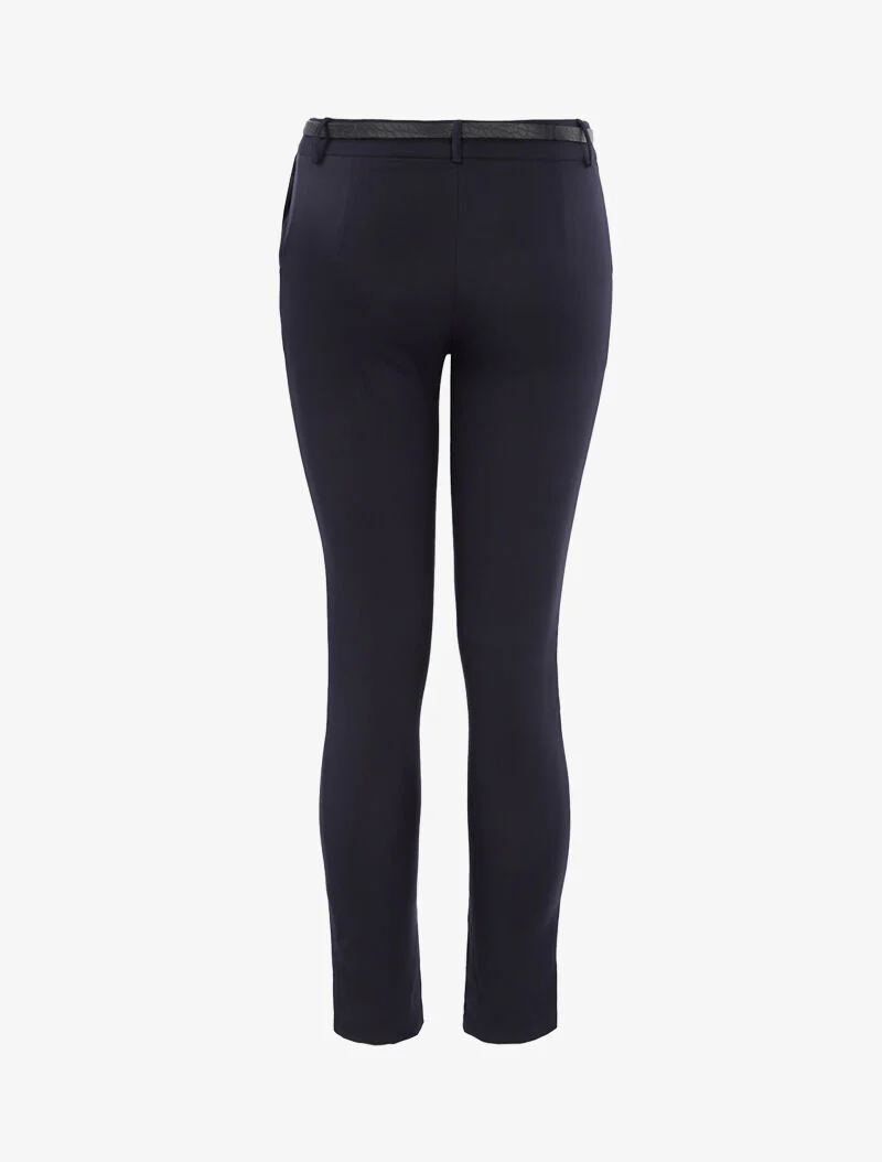 Pantalon uni ceinturé - marine - Image 2