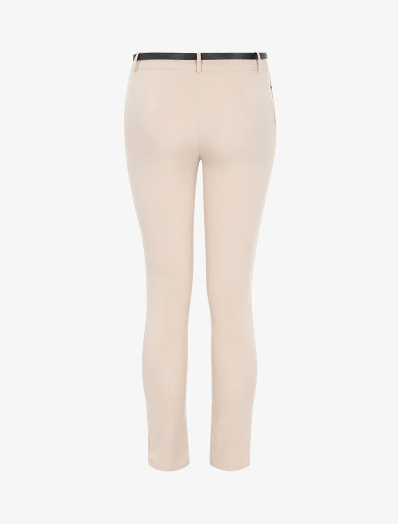 Pantalon uni ceinturé - beige - Image 2