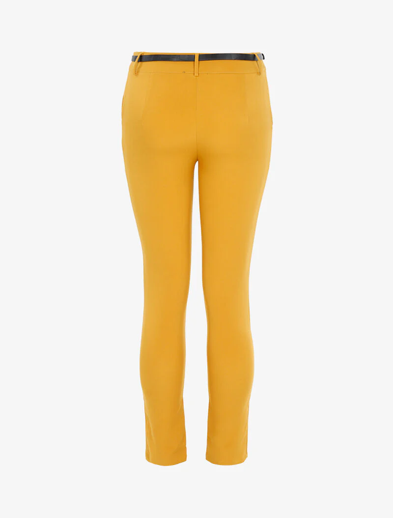 Pantalon uni ceinturé - jaune - Image 2
