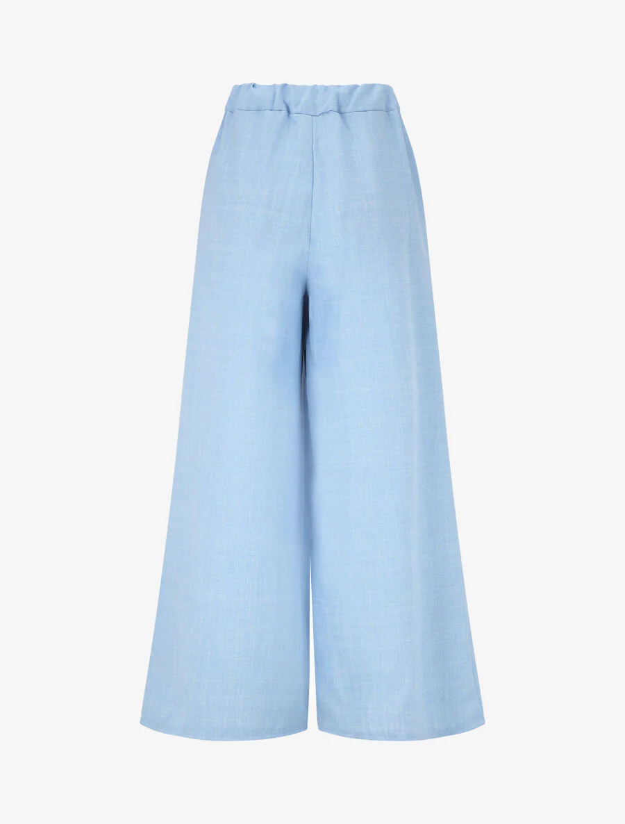 Pantalon uni effet lin - Bleu - Image 2