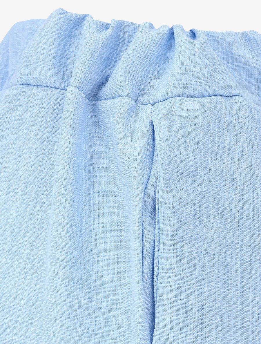 Pantalon uni effet lin - Bleu - Image 3