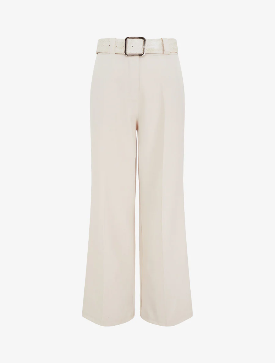 Pantalon uni élastiqué - Beige