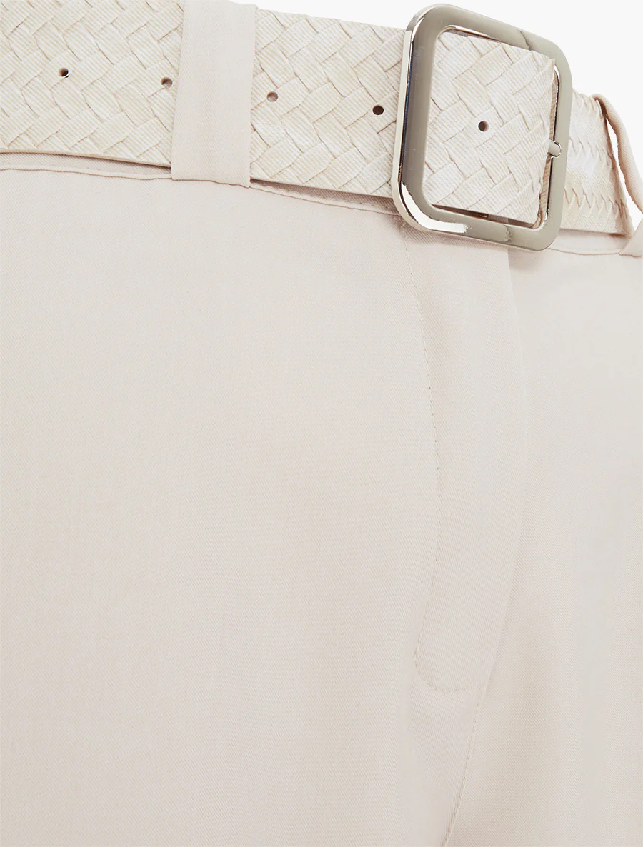Pantalon uni élastiqué - Beige - Image 3