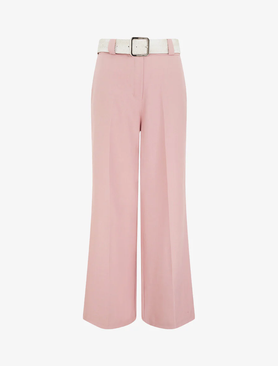 Pantalon uni élastiqué - Rose