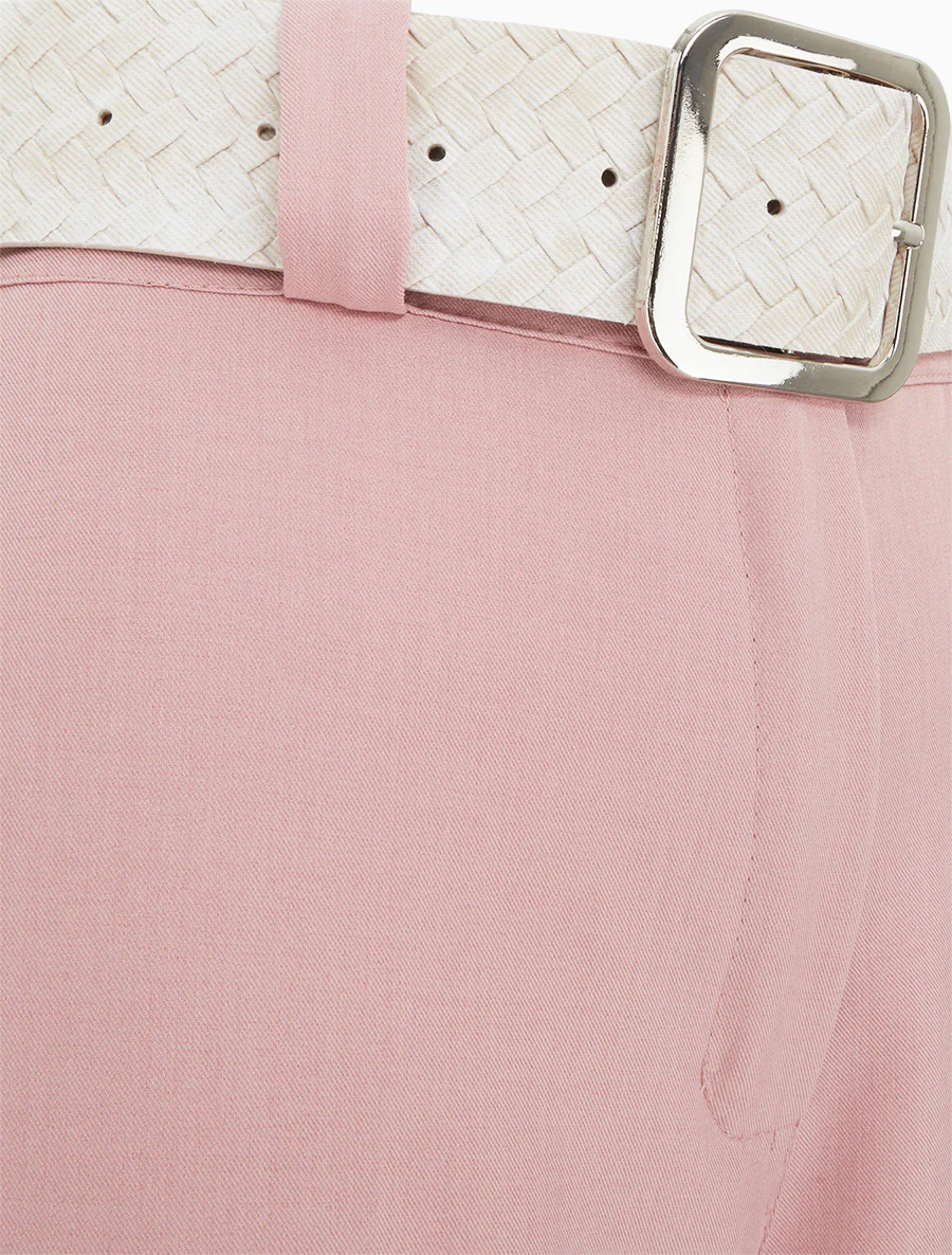 Pantalon uni élastiqué - Rose - Image 3