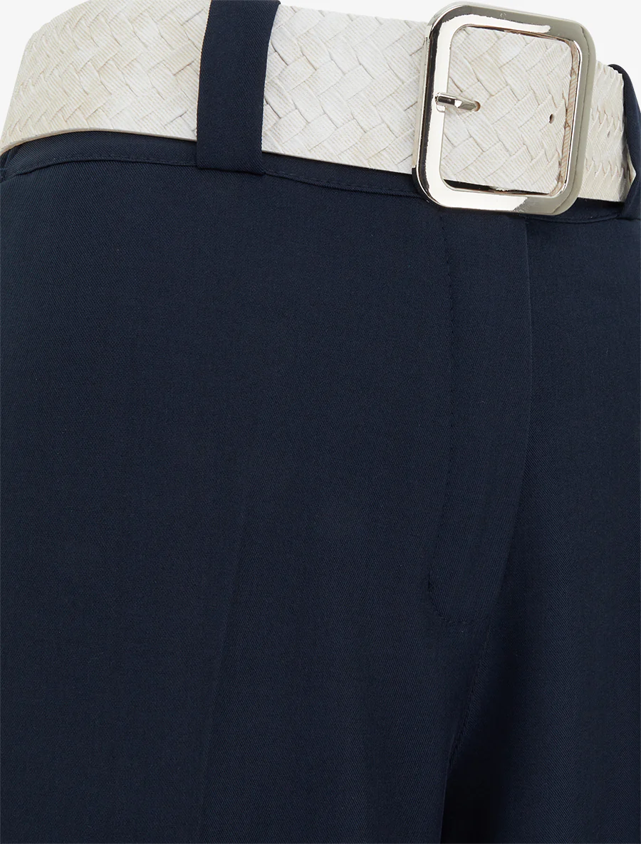 Pantalon uni élastiqué - Marine - Image 3