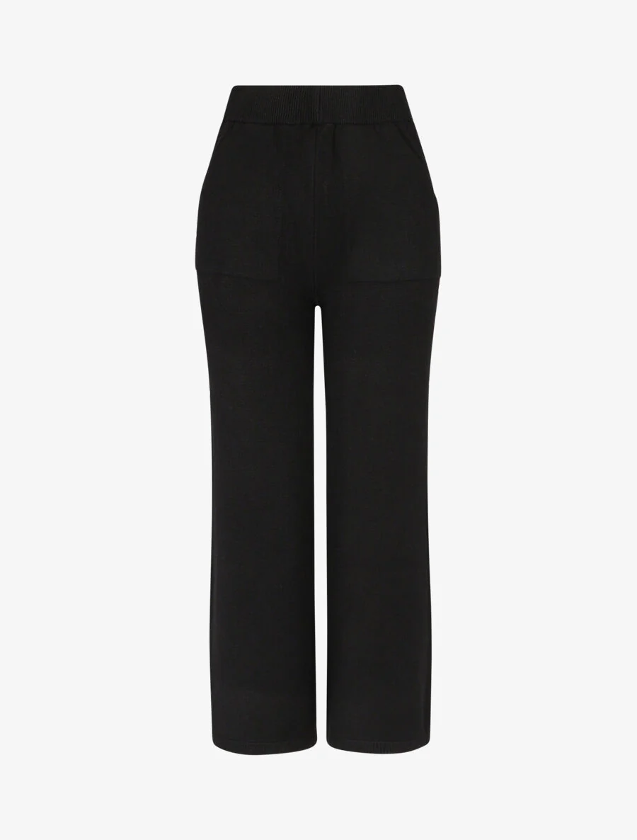 Pantalon uni en maille - Noir