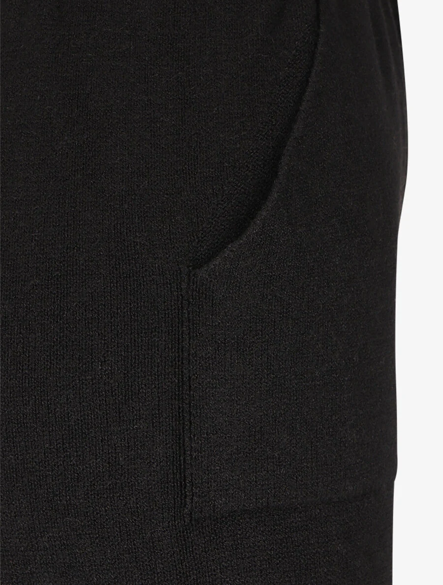 Pantalon uni en maille - Noir - Image 3
