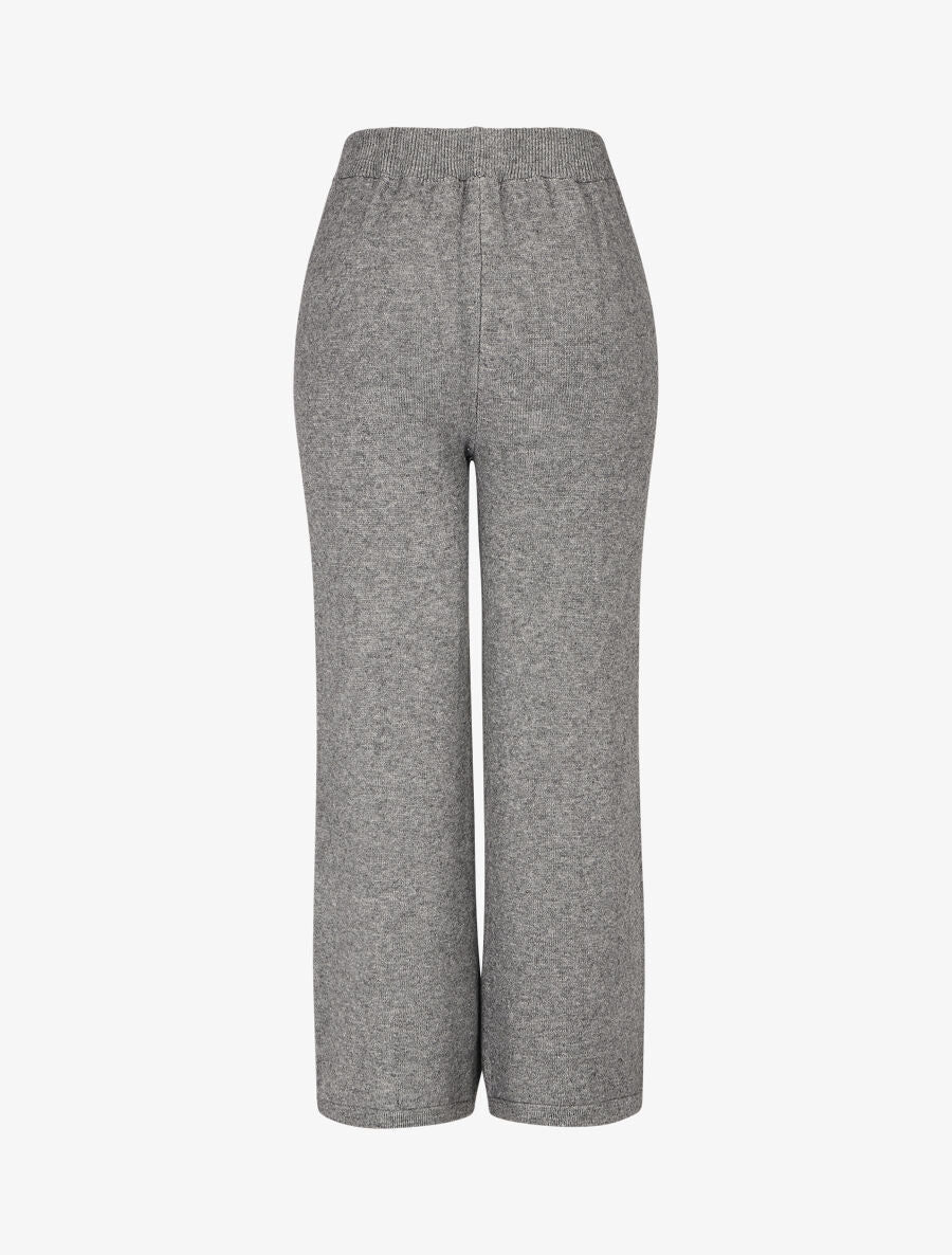 Pantalon uni en maille - Gris - Image 2