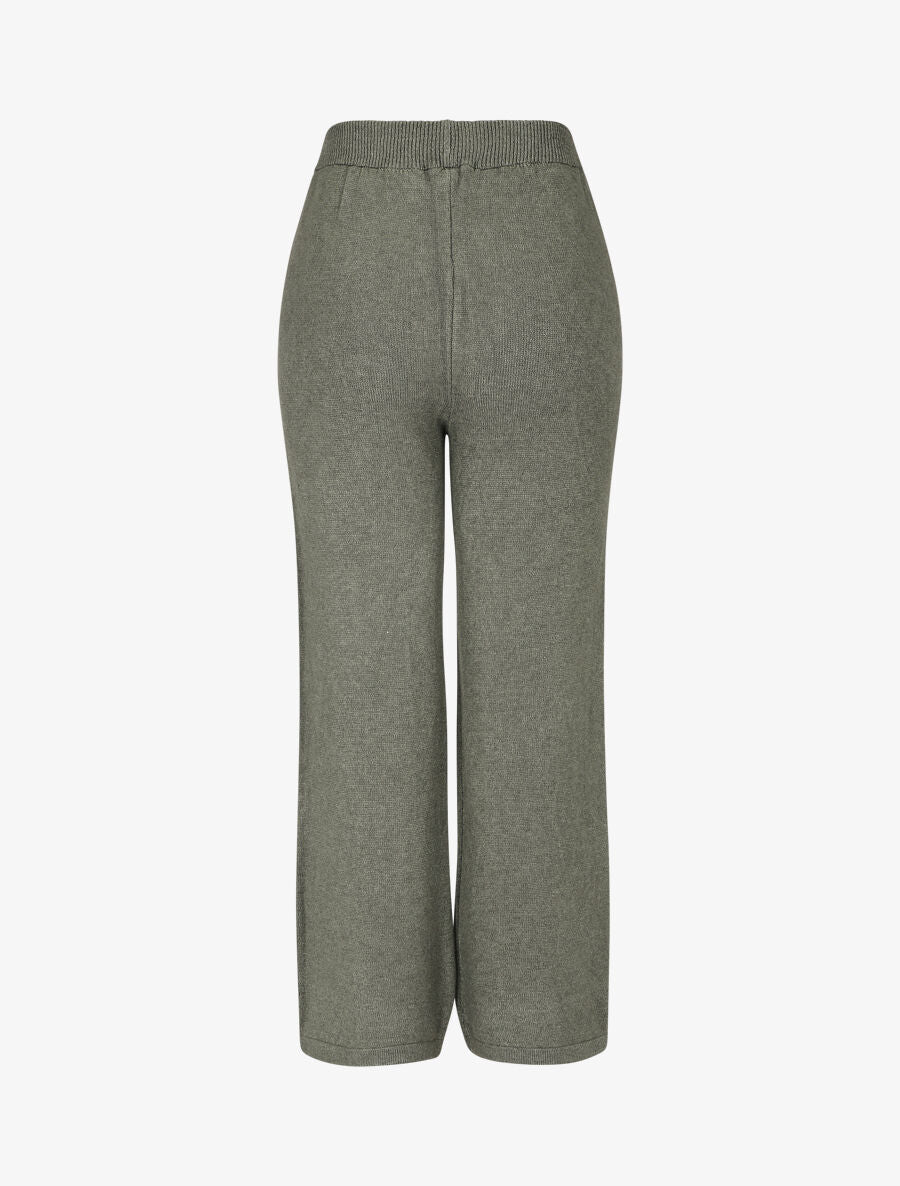 Pantalon uni en maille - Kaki - Image 2