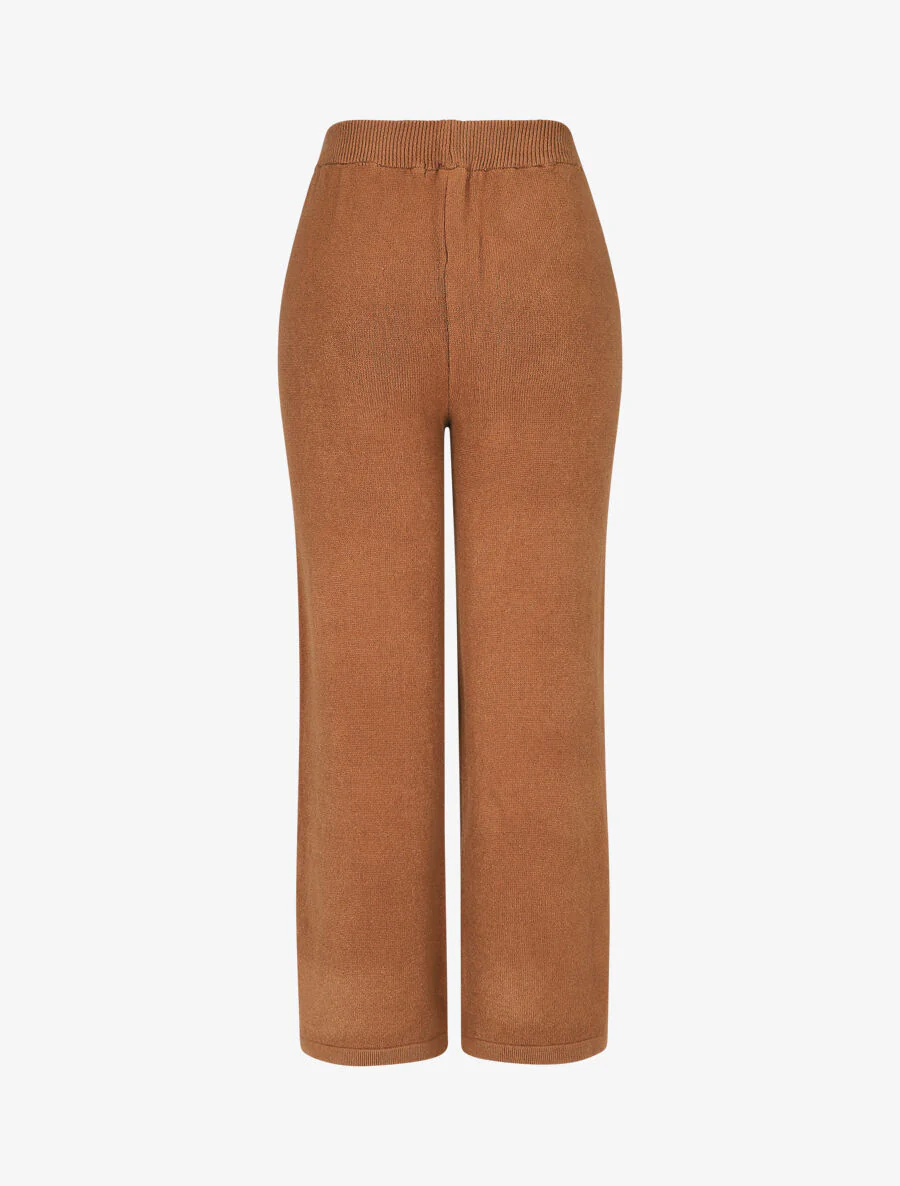 Pantalon uni en maille - Camel - Image 2