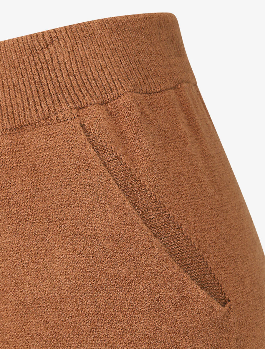 Pantalon uni en maille - Camel - Image 3