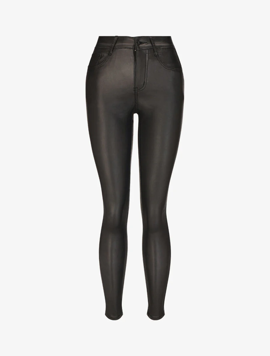 Pantalon uni en simili - Noir