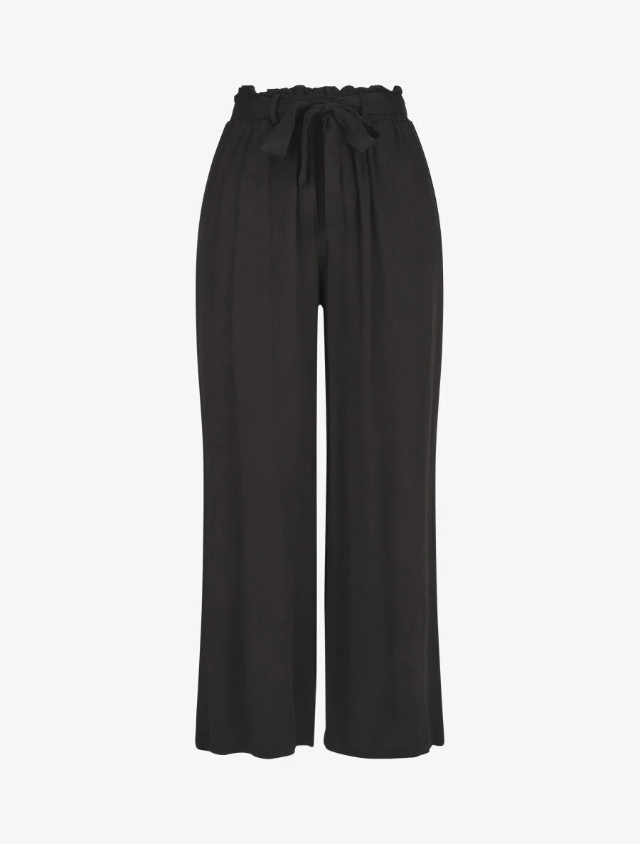 Pantalon uni fluide élastiqué - Noir