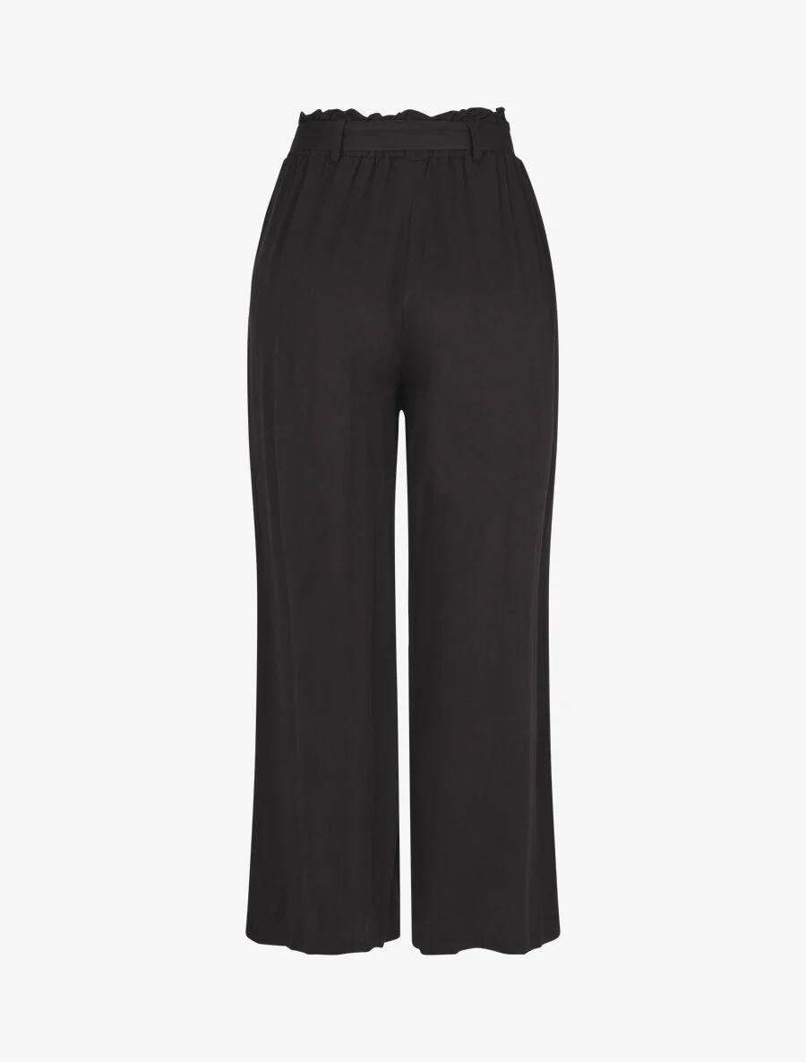 Pantalon uni fluide élastiqué - Noir - Image 2