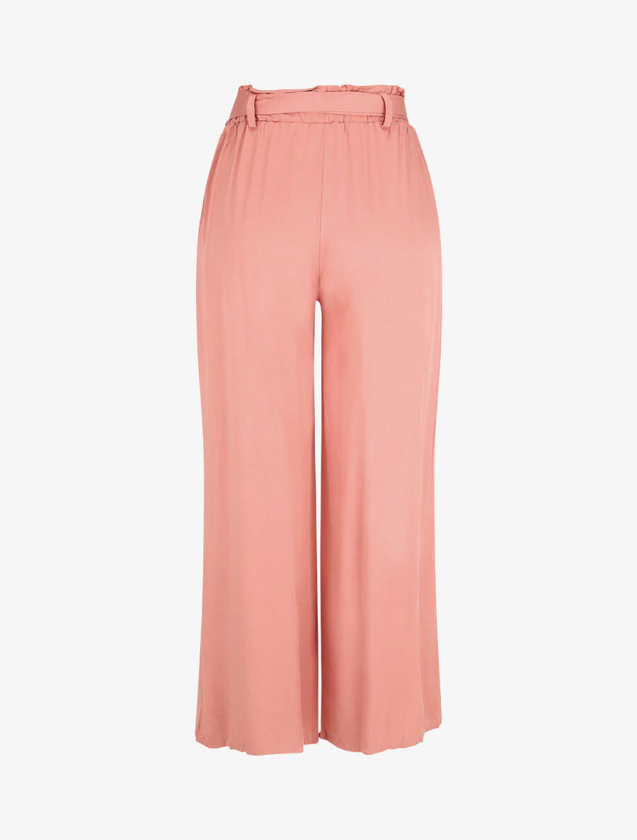 Pantalon uni fluide élastiqué - Corail - Image 2