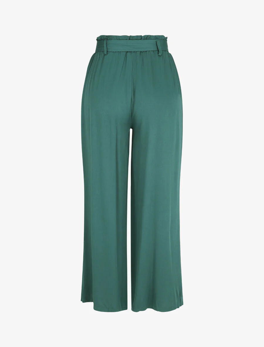 Pantalon uni fluide élastiqué - Vert sapin - Image 2