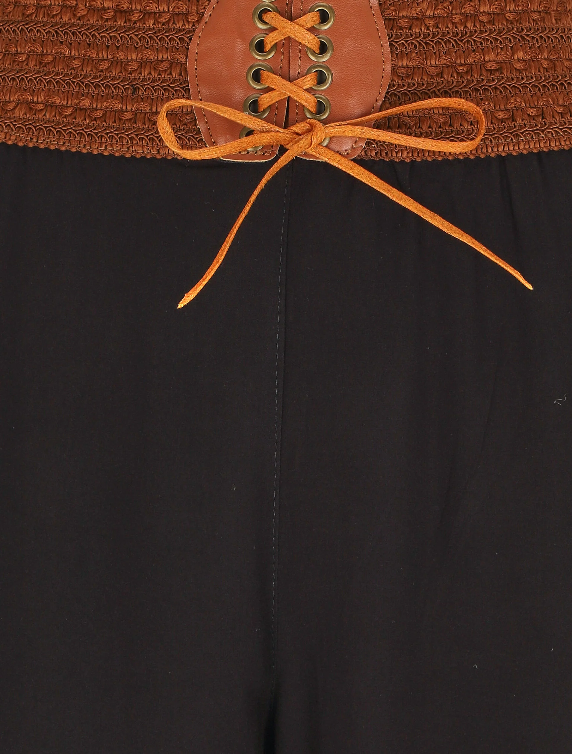 Pantalon uni taille haute style corset - Noir - Image 3