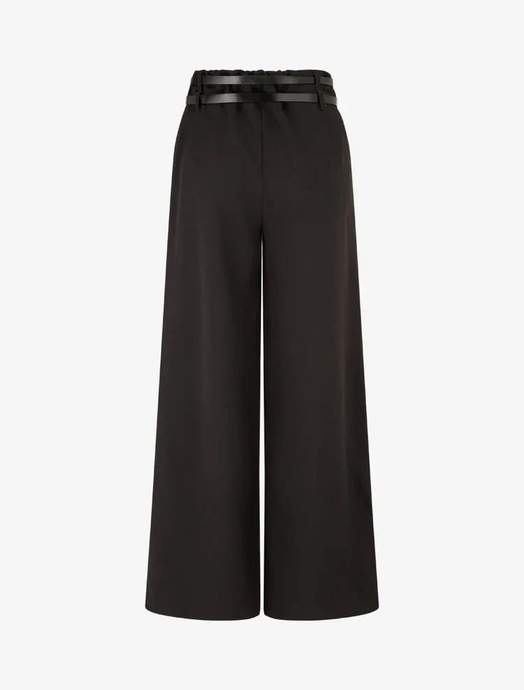 Pantalon wide leg à double ceintures - Noir - Image 2