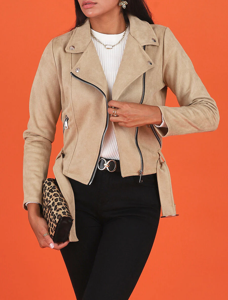 Perfecto classique en suédine - Beige - Image 3