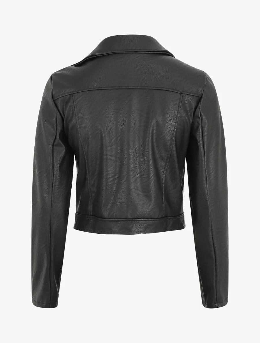 Perfecto court en simili - Noir - Image 2